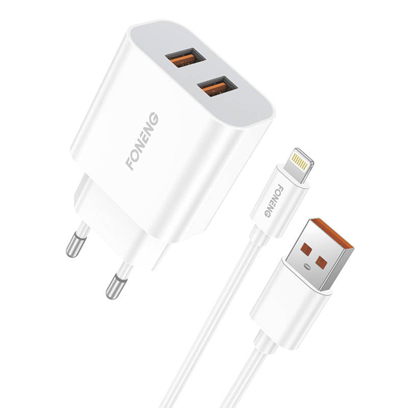 Hurtig oplader Foneng 2x USB EU45 12W + USB Lightning-kabel
