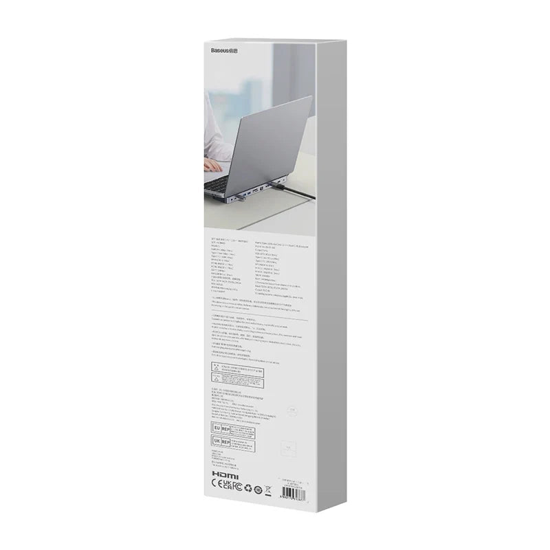 Hub 12w1 Baseus EliteJoy Gen2 serie USB-C til 2xHDMI+ 3xUSB 3.0+ PD+ DP+ SD/TF+ RJ45+ Type-C+ 3,5 mm (mørkgrå)