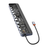 Hub 12w1 Baseus EliteJoy Gen2 serie USB-C til 2xHDMI+ 3xUSB 3.0+ PD+ DP+ SD/TF+ RJ45+ Type-C+ 3,5 mm (mørkgrå)