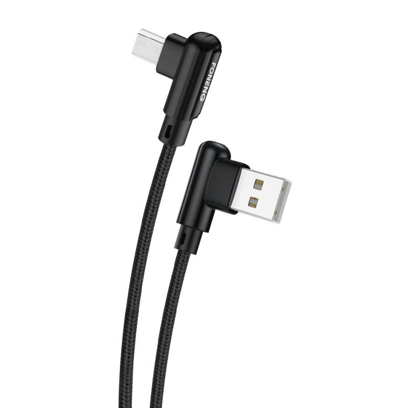 Foneng X70 Angled USB til Micro USB-kabel, 3A, 1m (sort)