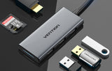 USB-C til HDMI, 3x USB 3.0, SD, TF Hub Vention TOOHB 0,15m Grå