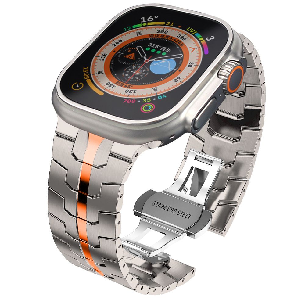Tech Protect Stainless Line Til Apple Watch 8 / 9 / 10 / 11 / Se / Ultra (44 / 45 / 46 / 49 Mm) Titanium/Orange