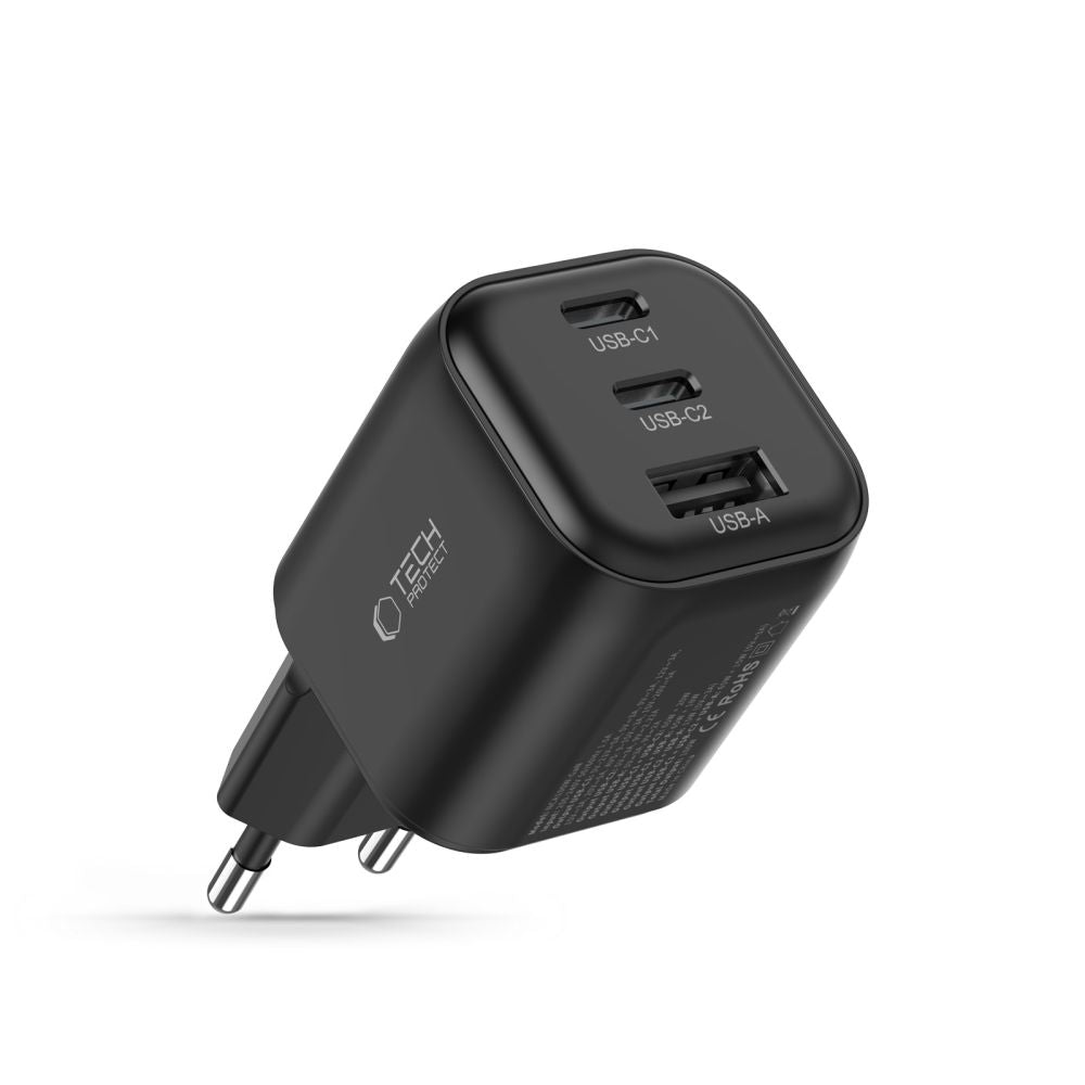 Tech Protect Nca100 W Gan Avs 3 Ports Netværksopladder Pd 3.2 100 W / Qc3.0 Sort
