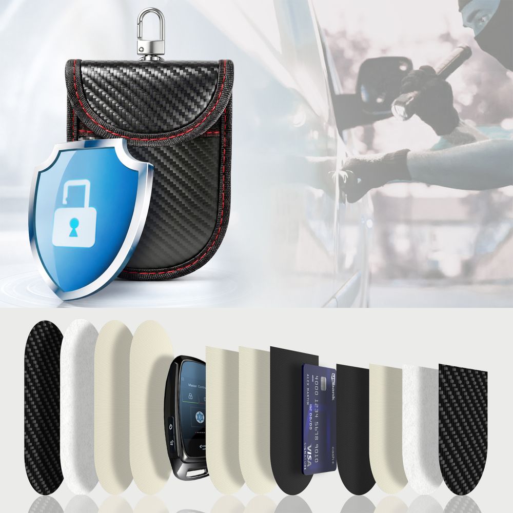 Tech Protect Klr100 Etui Nøglefri Rfid Signalblokker Kullstof Sort/Rød