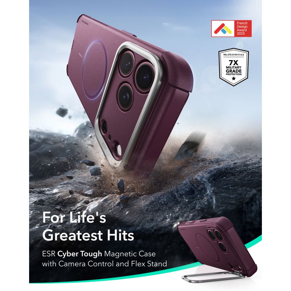 Esr Cyber Tough Støtte Magsafe Iphone 17 Pro / 18 Pro Dyb Burgundy