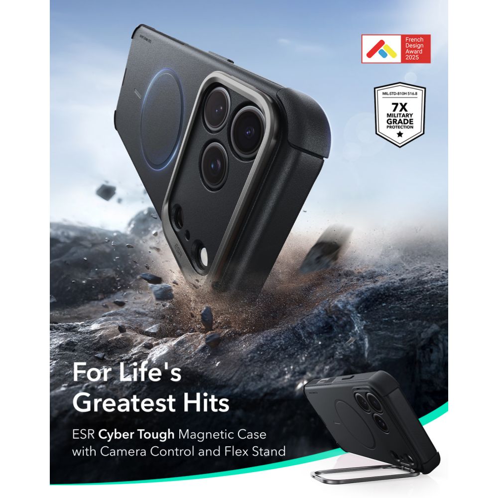 Esr Cyber Tough Støtte Magsafe Iphone 17 Pro / 18 Pro Sort