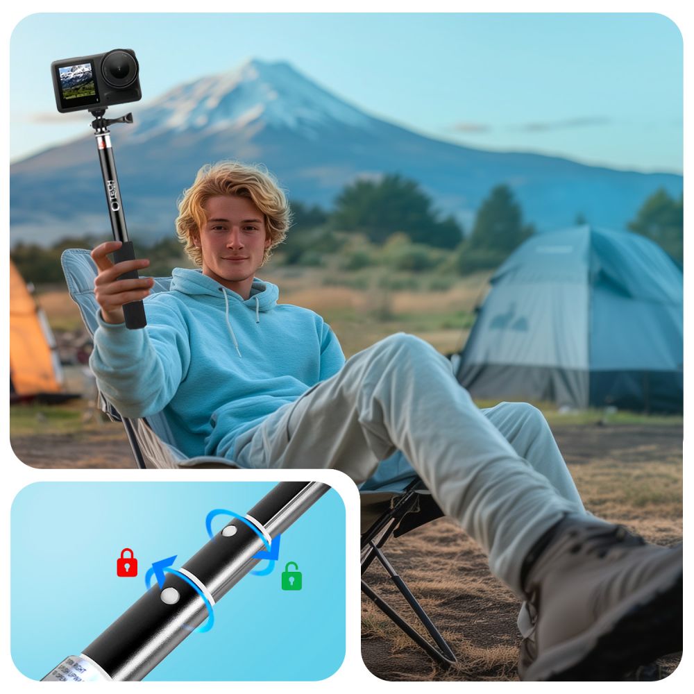 Tech Protect Ga100 Monopad & Selfie Stik Gopro / Dji / Insta360 Sort