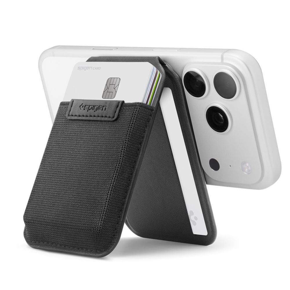 Spigen S314 4 Slim Fold Stativ Tegnebog Magsafe Sort