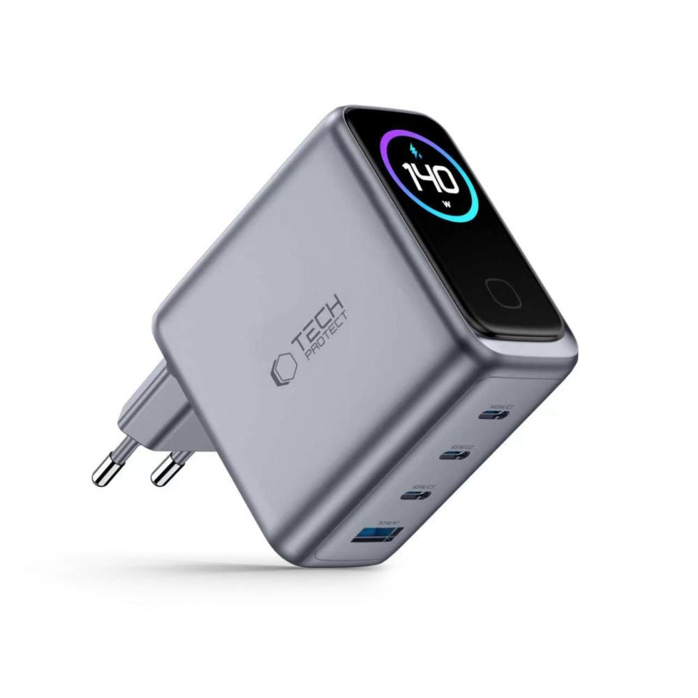 Tech Protect Powervision Nc140 W Gan 4 Ports Netværksopladder Pd 140 W / Qc3.0 Mørkegå
