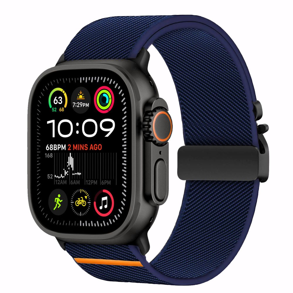 Tech Protect Nylon Lås Til Apple Watch 8 / 9 / 10 / 11 / Se / Ultra (44 / 45 / 46 / 49 Mm) Marineblå