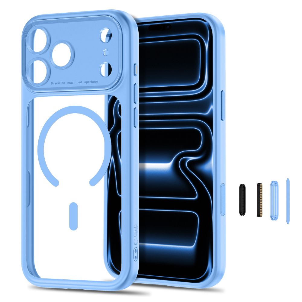 Tech Protect Magpeak Magsafe Cc Iphone 17 Pro Max / 18 Pro Max Lys Blå/Klar
