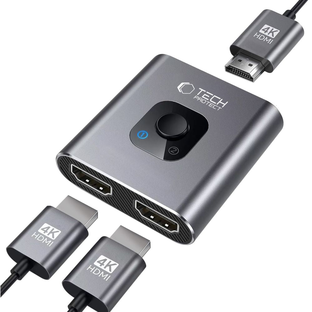 Tech Protect Hb07 Hub Adapter 2 I 1 Hdmi 4 K 60 Hz Spacegrå