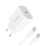 Tech Protect Nc20 W 1 Port Netværksopladder Pd 20 W + Type C Kabel Hvid