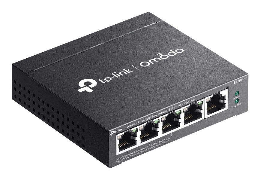 TP-Link Omada ES205GP netværksswitch Administreret Gigabit Ethernet (10/100/1000) Strøm over Ethernet (PoE) Sort