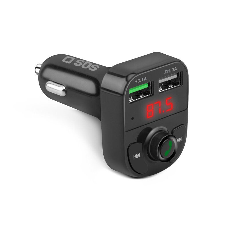 SBS TECARFM2USB oplader til mobil enhed Mobiltelefon Sort Cigartænder Trådløs opladning Hurtig opladning Automatisk