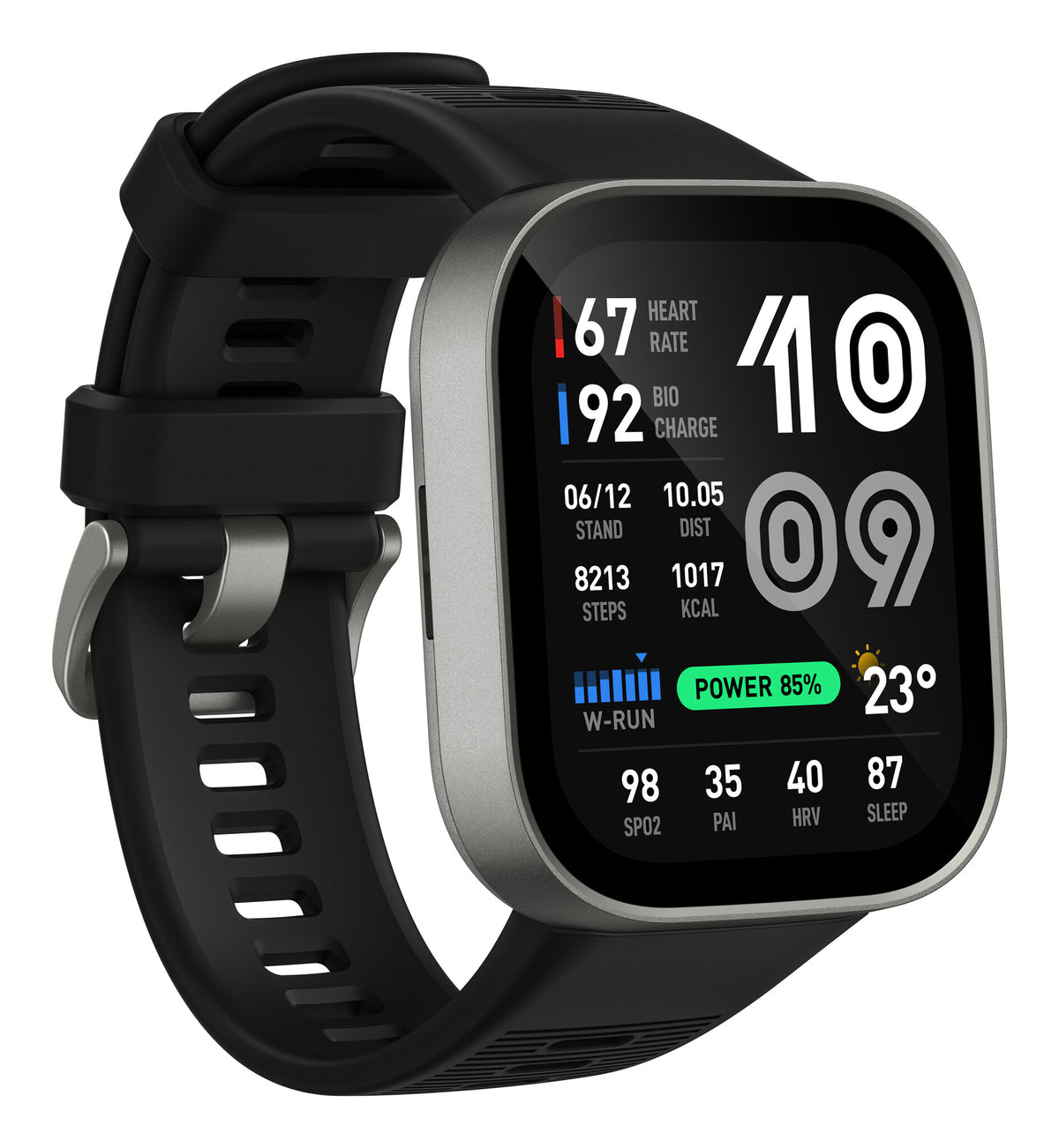Amazfit Bip Max 5.26 cm (2.07") AMOLED Digital 432 x 514 pixels Touchscreen Silver Wi-Fi GPS (satellite)