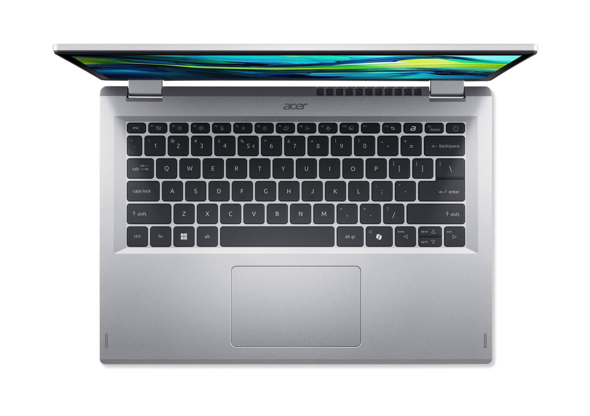 Acer Aspire Go Spin 14 AGSP14-31PT-C72L Intel® N N150 Hybrid (2-i-1) 35,6 cm (14") Berøringsskærm WUXGA 16 GB LPDDR5-SDRAM 512 GB SSD Wi-Fi 6 (802.11ax) Windows 11 Home Sølv