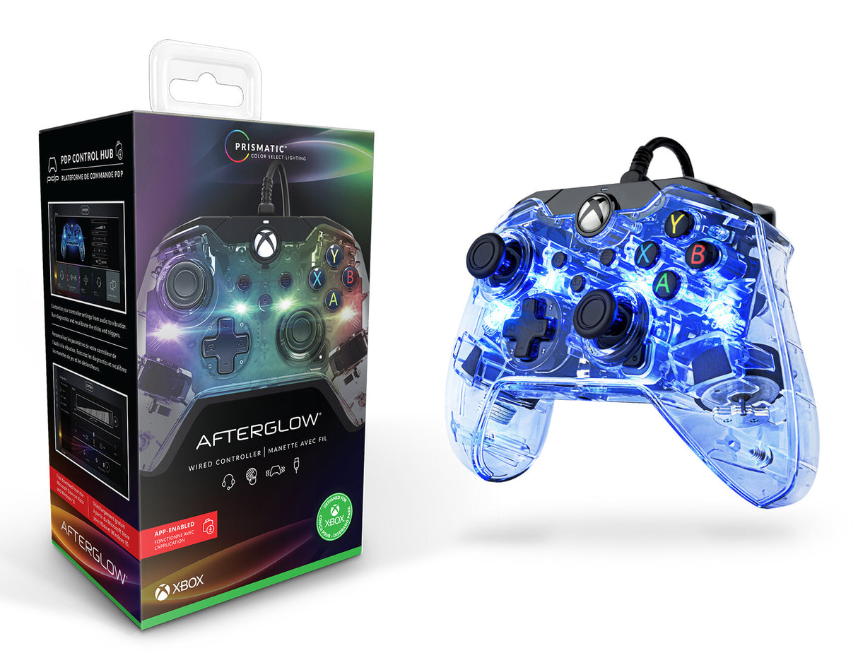 PDP Afterglow Sort, Blå, Transparent USB Gamepad Analog/digital Xbox One, Xbox Series S, Xbox Series X