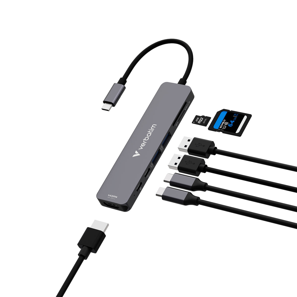 Verbatim 32158 interface hub USB 3.2 Gen 1 (3.1 Gen 1) Type-C 5000 Mbit/s Grå