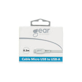 Gear Rundt ladekabel MicroUSB til USB-A 0,3m Hvid