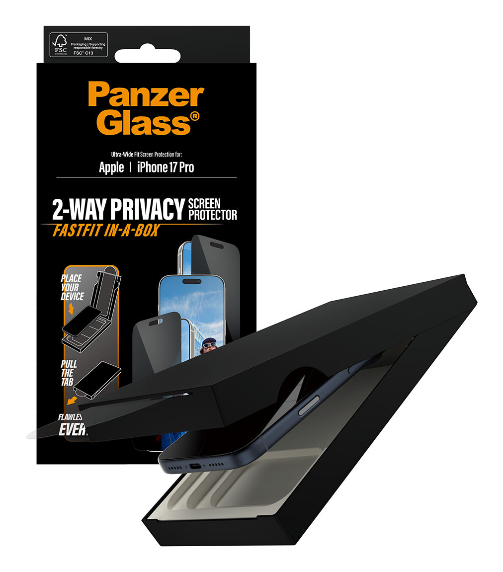 PG Privacy Screen Protector iPhone 17 Pro UWF Fastfit