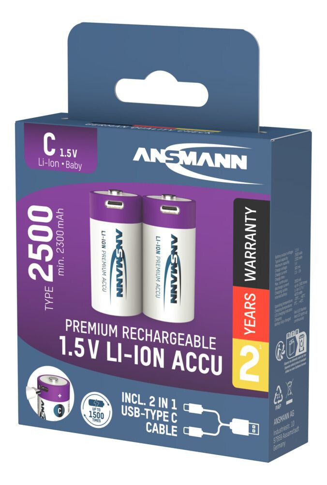 Ansmann 1313-0004 husholdningsbatteri Genopladeligt batteri C Lithium-Ion (Li-Ion)