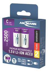 Ansmann 1313-0004 husholdningsbatteri Genopladeligt batteri C Lithium-Ion (Li-Ion)