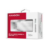 Axagon ACU-PQ30W Ladegerät QC3.0.4.0/AFC/FCP/PPS/Apple+ PD USB-C 30W - weiß - USB Typ C Mobiltelefon, Smartphone, SmartWatch, Tablet, Universel Hvid Vekselstrøm Hurtig opladning Indendørs