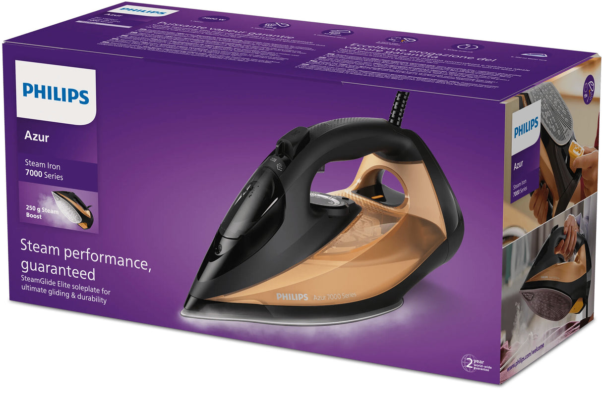 Philips 7000 series DST7040/80 strygejern Dampstrygejern SteamGlide Elite-strygesål 3000 W Sort