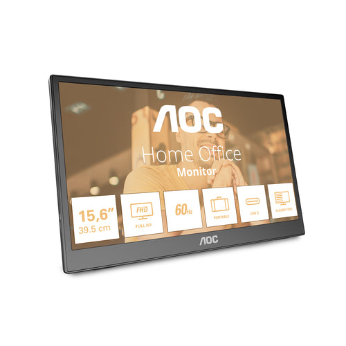 AOC T2 16T3EA computerskærm 39,6 cm (15.6") 1920 x 1080 pixel Fuld HD Sort