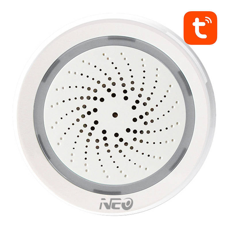 Smart Alarm Siren NEO NAS-AB02WT med fugt temperatur sensor, WiFi TUYA