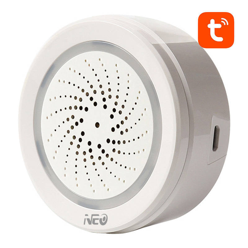 Smart Alarm Siren NEO NAS-AB02WT med fugt temperatur sensor, WiFi TUYA