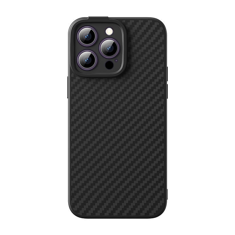 Magnetisk Case Baseus Syntetisk Fiber Series til iPhone 14 Pro (sort) + hærdet glas + rengøring kit