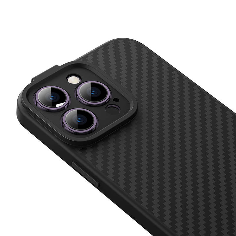 Magnetisk Case Baseus Syntetisk Fiber Series til iPhone 14 Pro (sort) + hærdet glas + rengøring kit