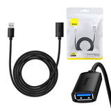 USB 3.0-udvidelseskabel Baseus mand til kvinde, AirJoy-serie, 2 m (sort)
