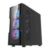 Darkflash DK431 Glas computerkasse (sort) + 4 RGB-ventilatorer
