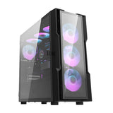 Darkflash DK431 Glas computerkasse (sort) + 4 RGB-ventilatorer
