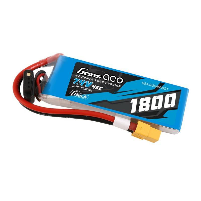 GensAce G-Tech LiPo 1800mAh 7.4V 45C 2S1P XT60 Batteri