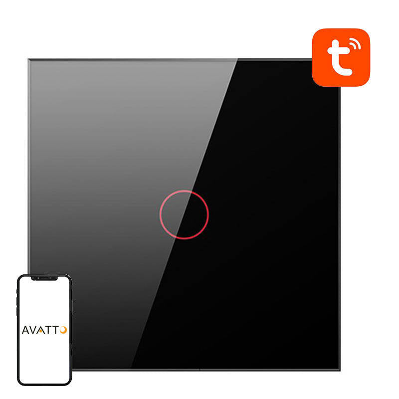 Smart Light Switch ZigBee Avatto LZTS02-EU-B1 1 Way No Neutral TUYA (sort)