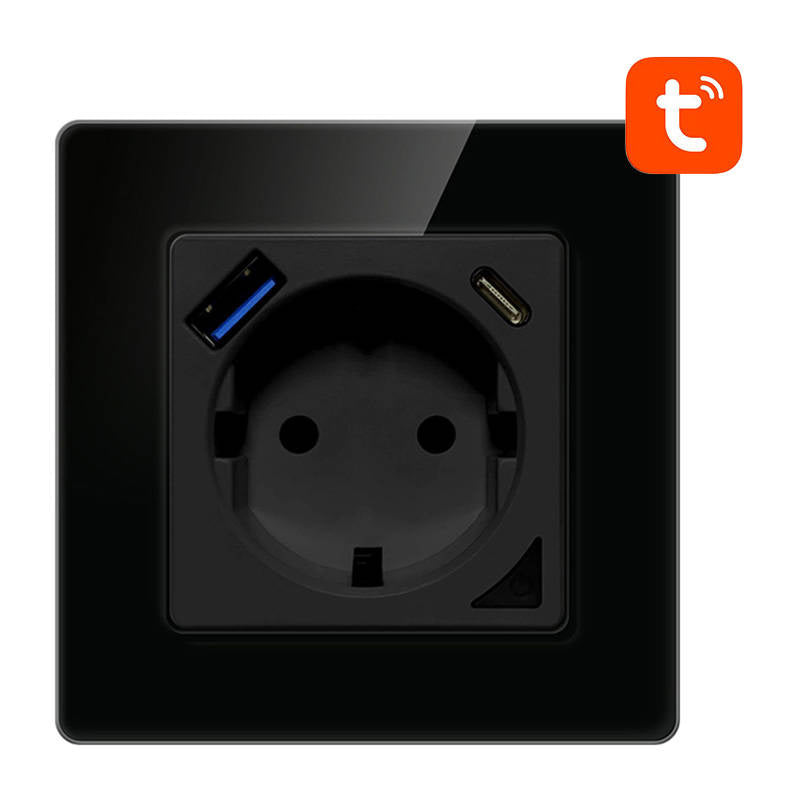 Smart WiFi Wall Socket Avatto N-WOT10-USB-B TUYA USB USB-C (sort)