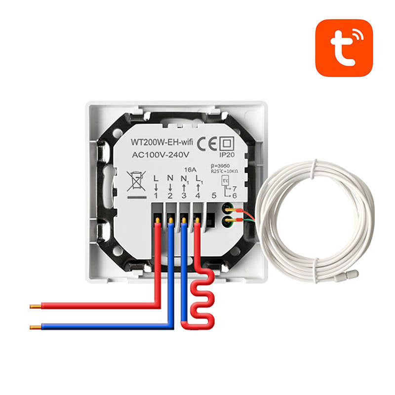 Smart termostat Avatto WT200-16A-W Elektrisk opvarmning 16A WiFi TUYA