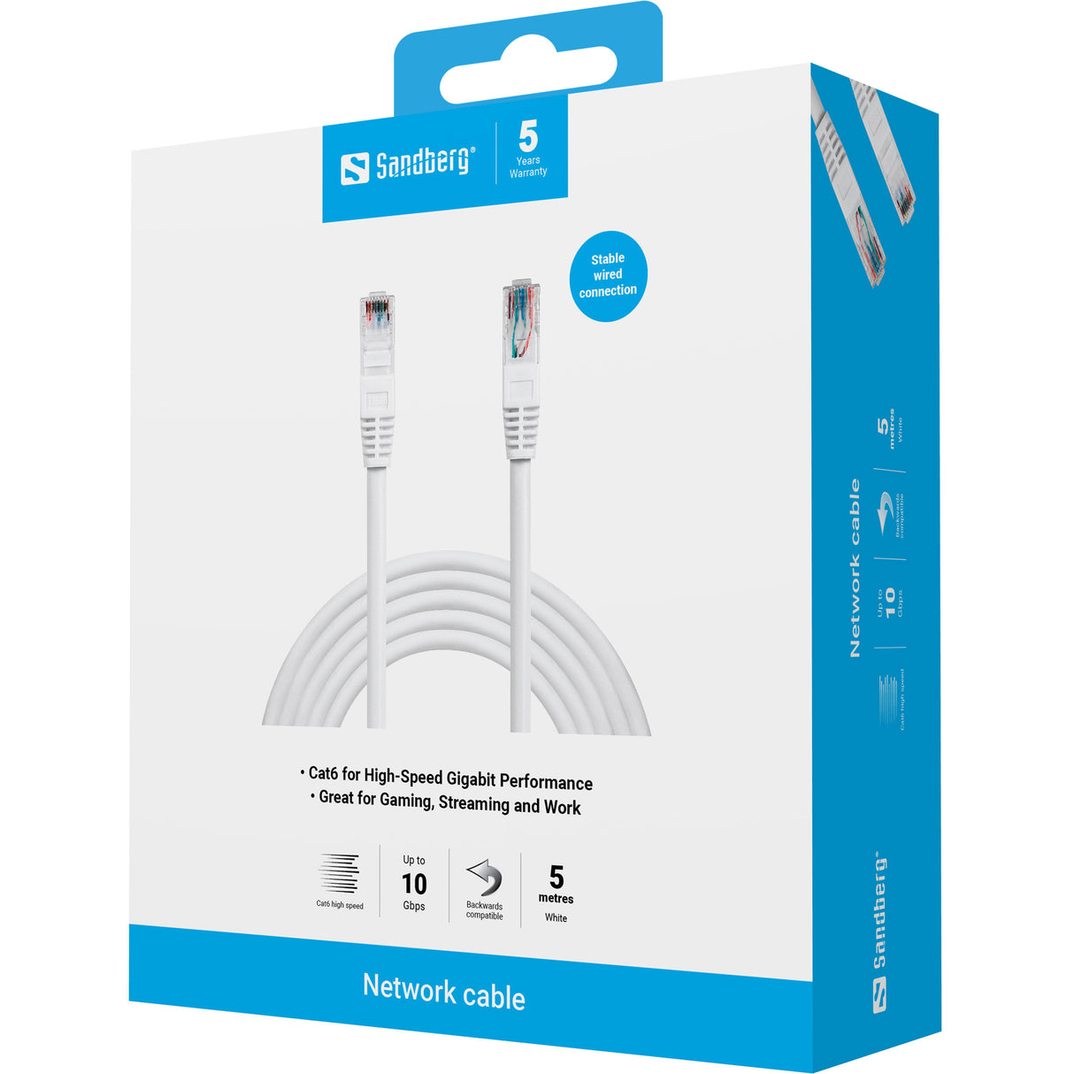 Network Cat6 UTP Cable, White (5m)