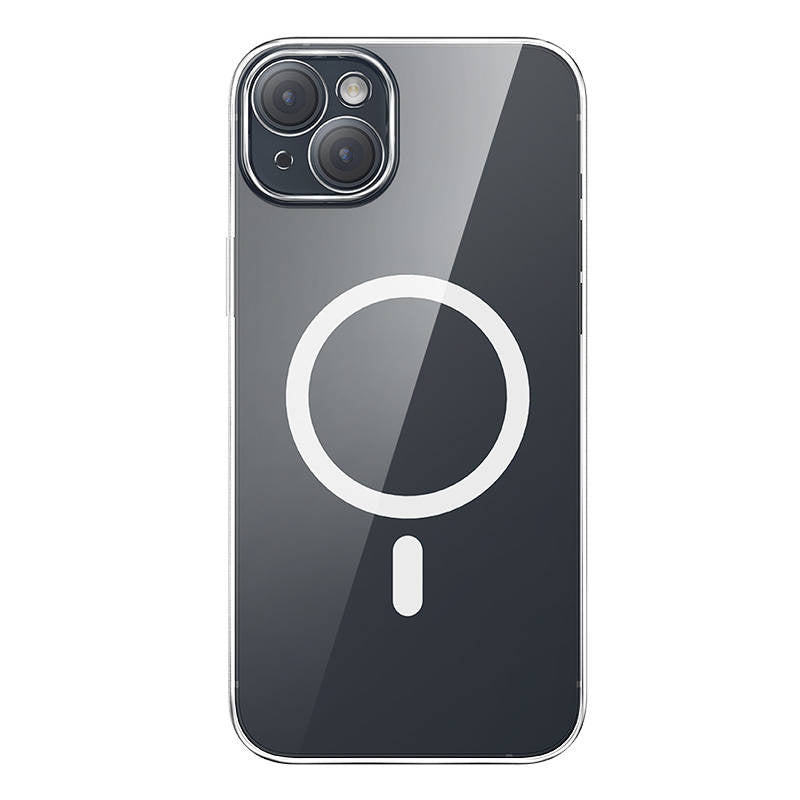 Telefonhylster Baseus Magnetic Crystal Clear til iPhone 13 (gennemsigtigt) med skærmbeskytter og rengøringsudstyr i helt hærdet glas