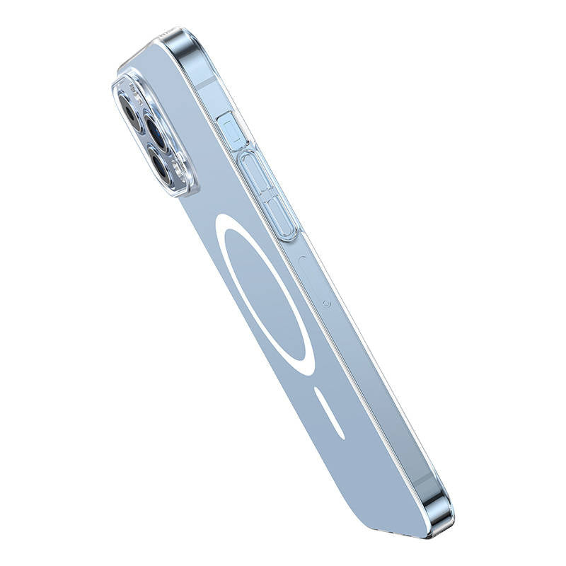 Telefonhylster Baseus Magnetic Crystal Clear til iPhone 13 Pro (gennemsigtigt) med skærmbeskytter og rengøringsset af helt hærdet glas