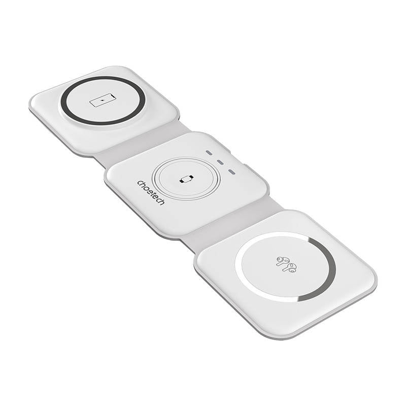 Choetech T588-F 3in1 magnetisk trådløs oplader 15W (hvid)