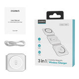 Choetech T588-F 3in1 magnetisk trådløs oplader 15W (hvid)