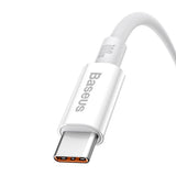 Kabel USB til USB-C Baseus Superior 100W 0,25m (hvid)