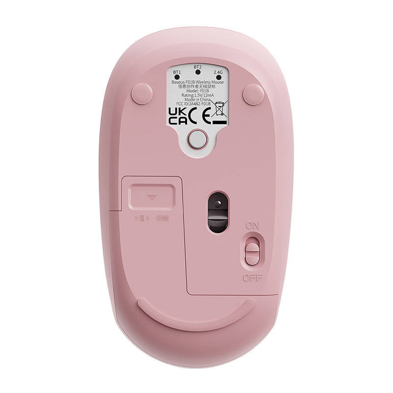 Trådløs mus Baseus F01B Tri-mode 2.4G BT5.0 1600 DPI (rosa)