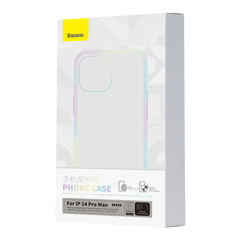 Gennemsigtigt æske og hærdet glas sæt Baseus Corning til iPhone 14 Pro Max