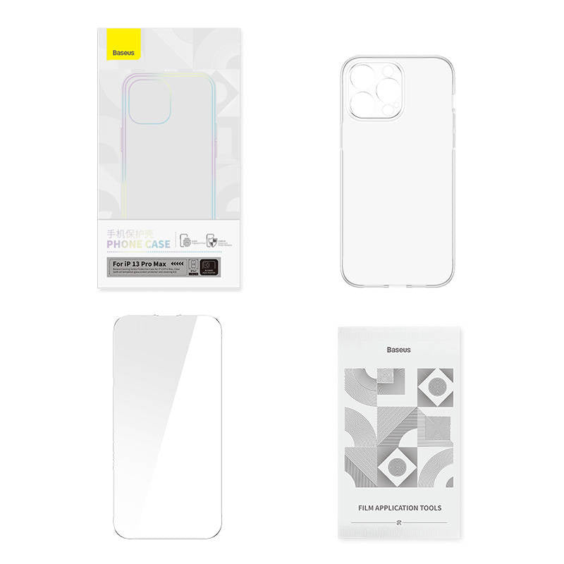 Gennemsigtigt æske og hærdet glas sæt Baseus Corning til iPhone 13 Pro Max